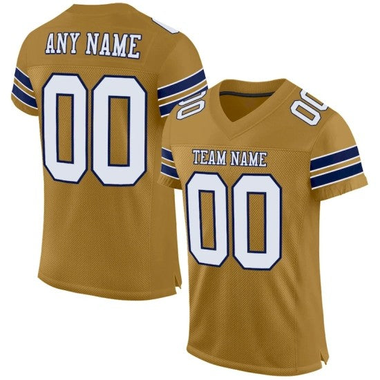Custom Old Gold White-Navy Mesh Jersey