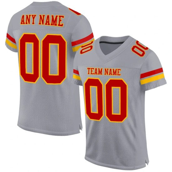 Custom Gray Red-Gold Mesh Jersey