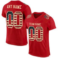 Custom Red Vintage USA Flag-City Cream Mesh Jersey